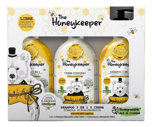 Kit The Honeykeeper 2 Shampoo Manzanilla Y Miel + 1 Crema