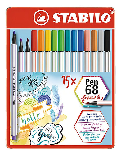 15 Marcadores Pen 68 Lata Stabilo