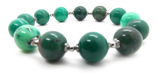 Pulsera De Piedras Naturales Semipreciosas De Crisoprasa