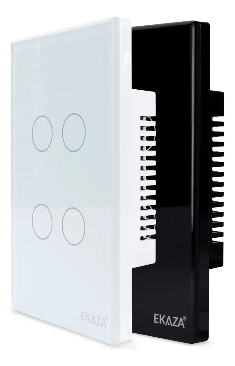 Interruptor Inteligente Wifi Ekaza 4 Botões Teclas Touch Tuya Smart Life Alexa Google Smart Branco