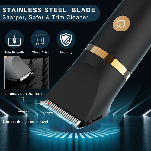 All-in® Barbeador Eletrico Aparador De Pelos Homen 3 Em 1 Shaver Maquina Barbear Cabelo Barba Pelos Do Nariz Com Base