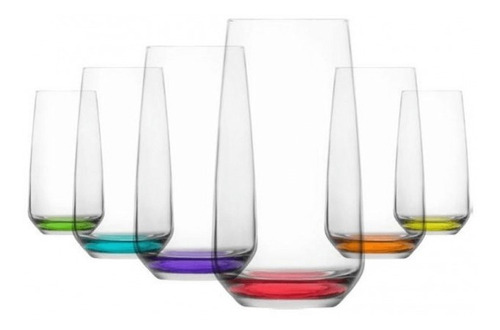 Vasos De Colores Marca Lav, Pack 6 / Cristalería Turquía Color Multi