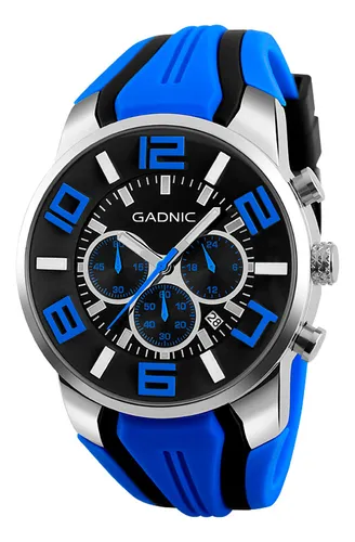 Reloj Pulsera Gadnic 3 Diales Sumergible Hebilla Silicona 