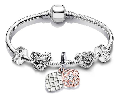 Pulsera Colgante Con Forma De Rosa Hecha A Mano, Aleación Ga