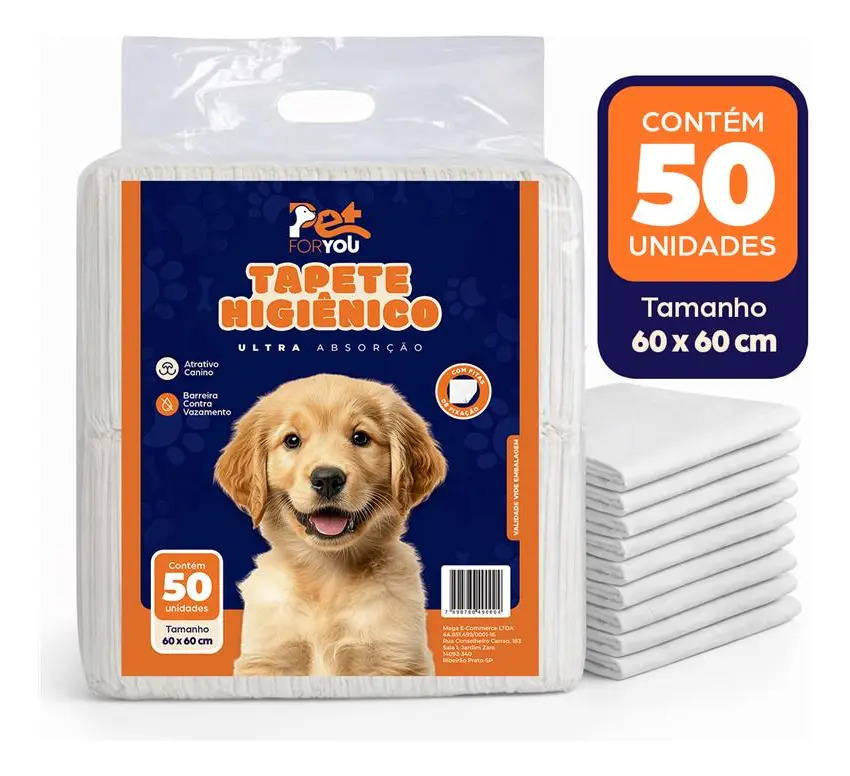 Tapete Higiênico Pet 50 Unidades 60x60 Descartável Cão Gato