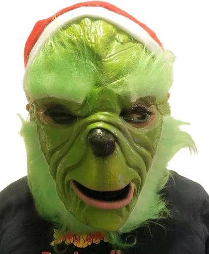 Disfraz Máscara De Grinch Adulto Mod. 2 Color Verde Claro