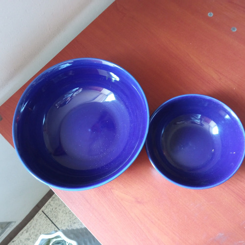 2 Bols Pirex Ensaladera Ceramica Color Azul 