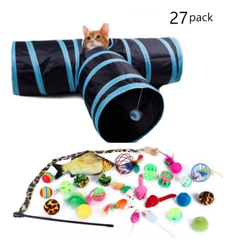 Portu Pets Tunel Triple 27 Juguetes Para Gatos Juego Refugio