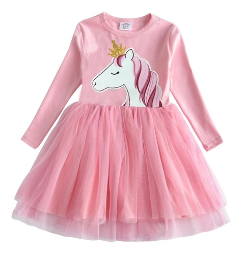 Vestido De Niña, Vestido De Unicornio, Manga Larga Clásica