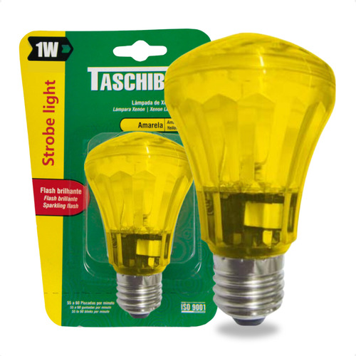 Kit 10 Lâmpadas Strobe Flash Light 1w E27 Pisca Estrobo Luz Amarelo 220v