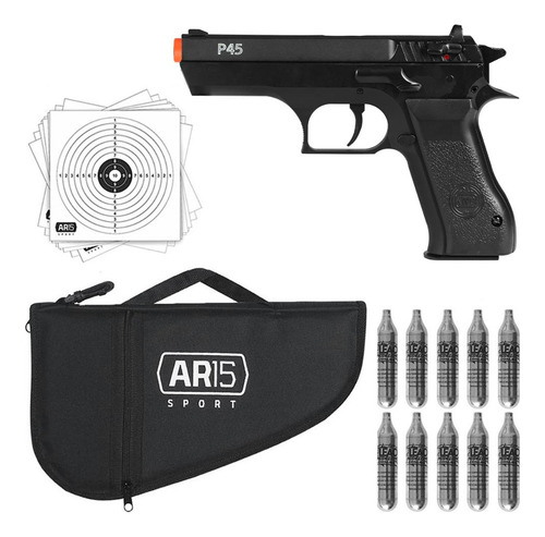 Pistola Co2 P45 Kwc Calibre 4.5mm + Capa 33cm + Co2 12gr