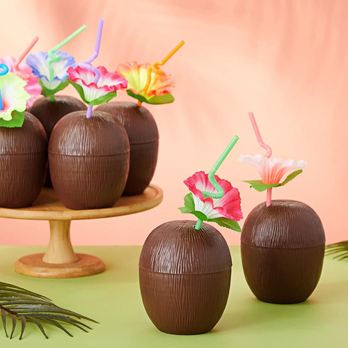 3 Tazas De Coco Y 3 Tazas De Piña Para Fiesta Hawaiana