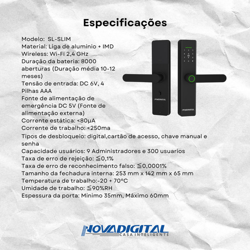 Fechadura Eletrônica Wifi Novadigital Com Biometria
