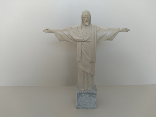 Estatueta Miniatura Cristo Redentor Artesanal De Pedra Sabão Branco (Usado)