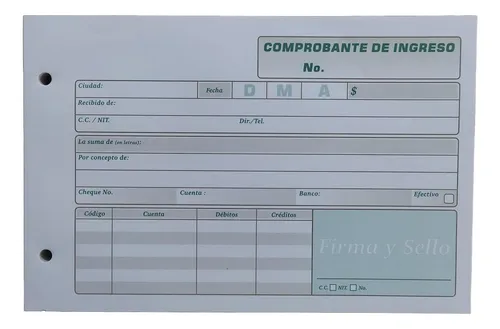 Comprobante Ingreso (orig. Y 2 Copias) Paq. X 10 Talonarios