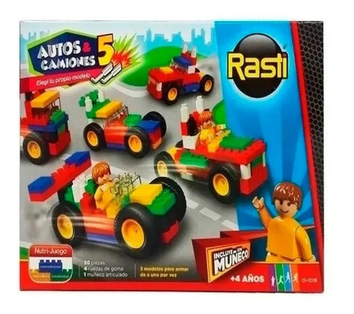 Imagen 2 de 11 de Ladrillos Bloques Rasti 50 Piezas Autos Y Camiones 5 01-1078