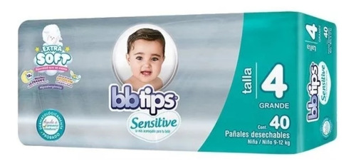 Pañales Bbtips Sensitive Etapa 4 Unisex 40 Pz + Obsequio 