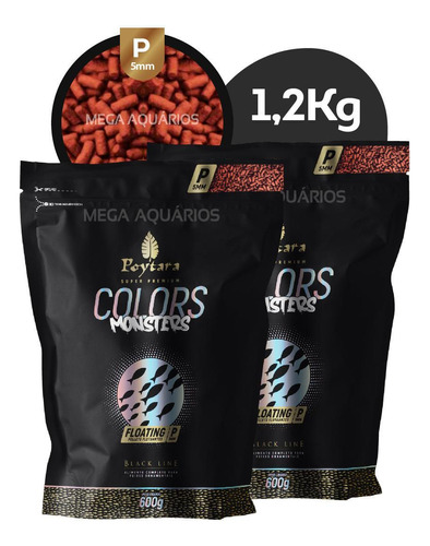 Ração Peixe Grande Poytara Colors Monsters Floating P 2x600g