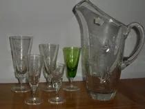 Comprar 667- Juego Copas Jarra 60 Piezas Talladas Al Acido Vino Agua