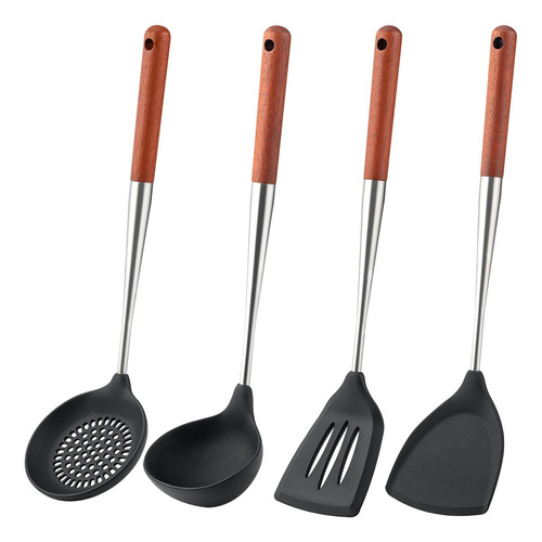 Espátula De Silicona Wok, Espátulas Ranuradas, Cucharón, Jue