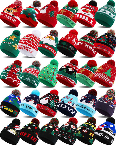 Suhine 30 Uds. Gorros Navideños Niños A Granel Suéter Punto