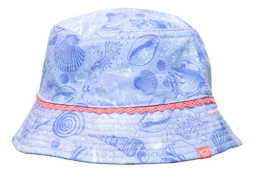 Gorro Reversible Bebe Niña Print Conchitas Azul Pillin