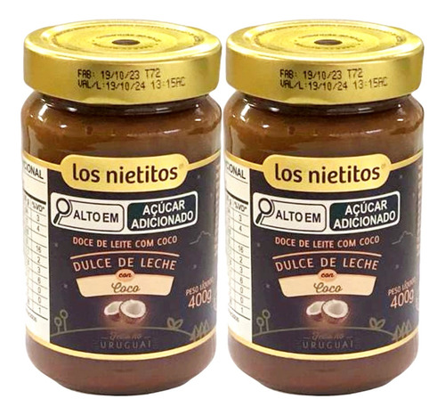 Kit C/ 2und Doce De Leite C/ Coco Uruguaio Los Nietitos 400g