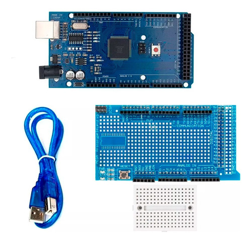 Kit Mega 2560 Compatible Con Arduino + Protoshield + Cable