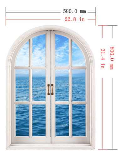 Adhesivos de pared con ventana en L y vista al mar, color Remo, calcomanía artística colorida