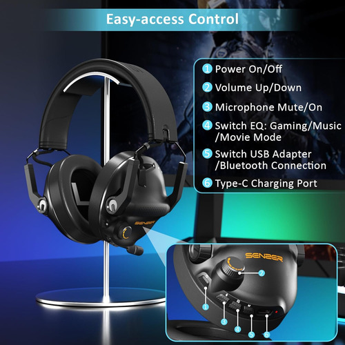 Auriculares Inalámbricos Para Juegos Senzer Sg600 Pro Con Mi