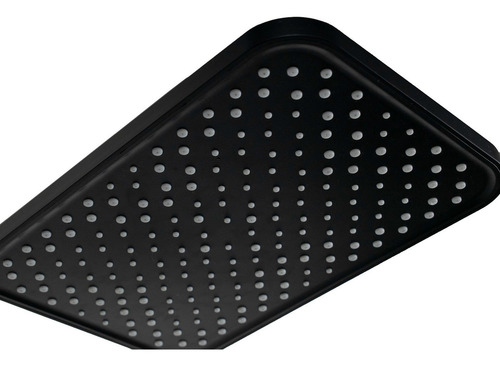 Ducha 30x20 Cm Flatt Preto Retangular Abs C/ Niple Teto Acabamento Fosco