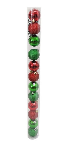 Adornos Navideños Esferas Surt 6cm Pack 12 Unid Rojo Y Verde