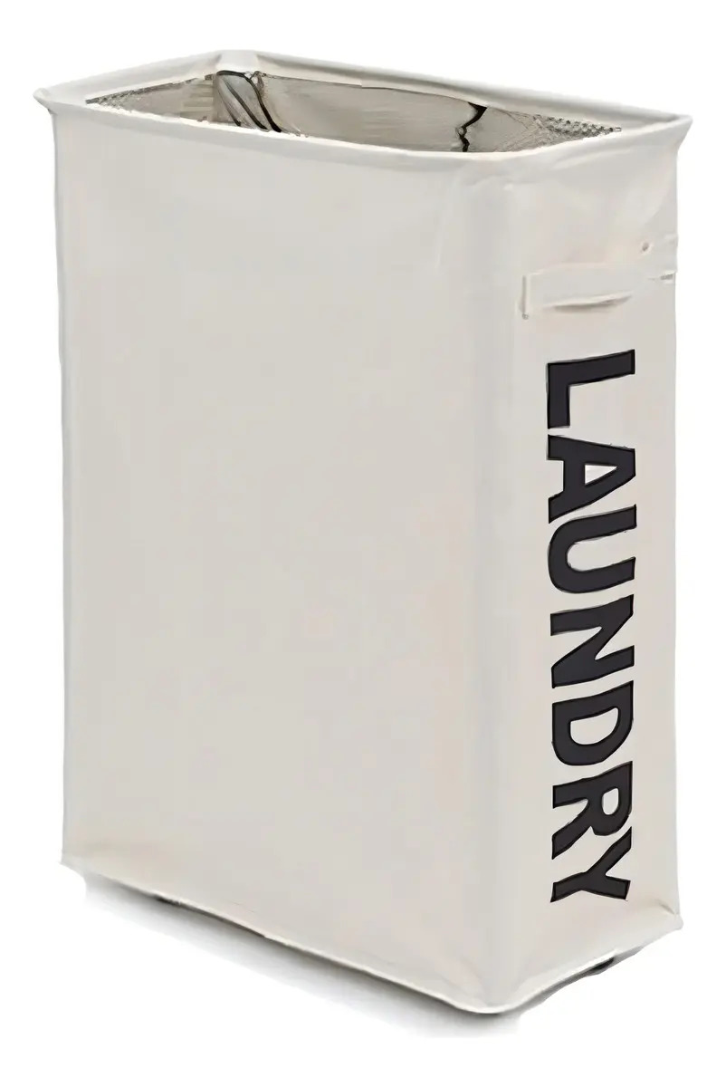 Cesto de roupas sujas com rodinha dobrável multiuso 44L cor branco Easy Decor