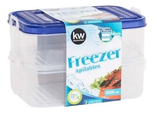 Combo Set X 2 Recipientes De Cocina Rec. 2000ml Freezer Kw