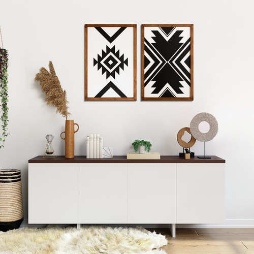 Imagem decorativa de madeira 2 Tribales Zulu Odun Arts 60x40x2 cor preta