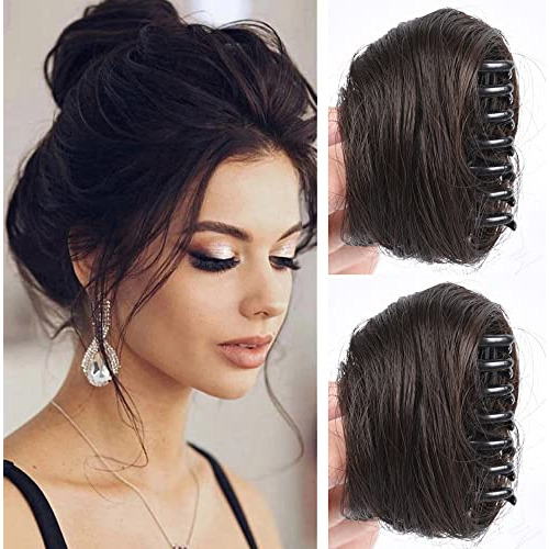 Sdznyqt 2pcs Orejas De Gato Pelo Donut Chignon Clip 3jt4w