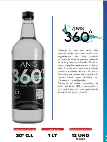 Anis 360 Botellas De 1 Litro