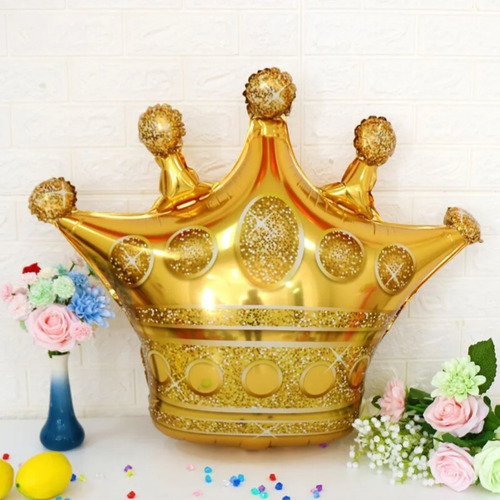 Globo Corona Metalizada Decoracion Cumpleaños Con Estrellas Color Rosa