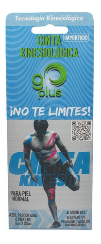 Cinta Kinesiológica Azul Go Plus 1m Pre-cortada