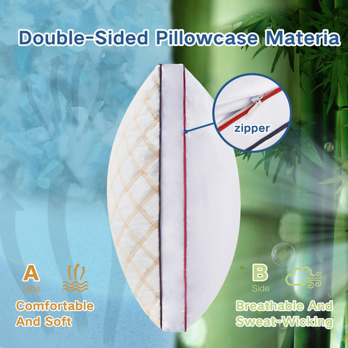 Almohada Corporal Larga Viscoelástica Altura Ajustable Azul