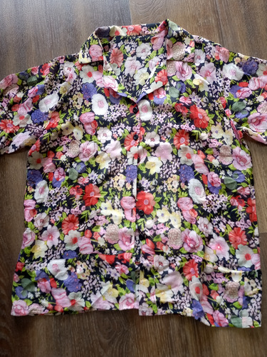 Camisola De Flores Manga Corta Tela Como Linon 