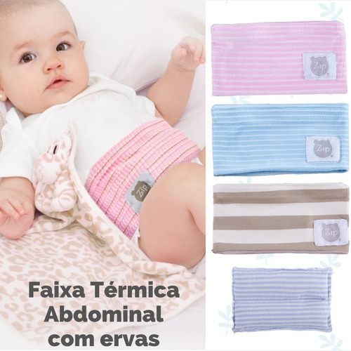 Cinta Térmica Abdominal Bolsa Ervas Natural Cólica Gases Zip Cor Bege