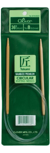 Clover Aguja Tejer Circular Bamb Uacut; 36  Bambu Verde Jade