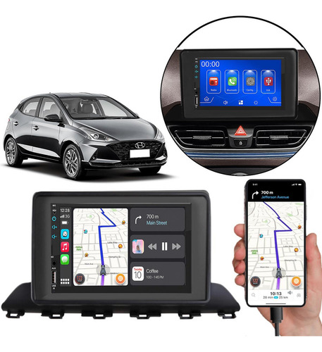 Kit Multimidia 2din Mp5 Hb20 20 21 22 23 24 Siri Via Carplay Cor Preto
