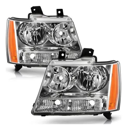 Par De Faros Delanteros Negros Para Chevy Avalanche, Suburban Y Tahoe 2007-2014 – Estilo Halógeno