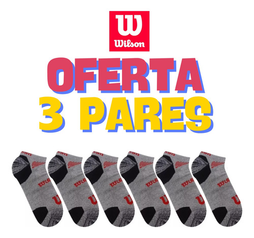 Calcetines Wilson Tin Adulto 3 Pares Cortos Deportivos