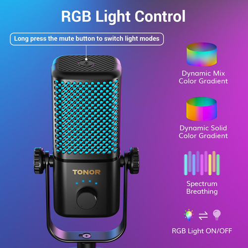 Micrófono Gaming Tonor Tcx3 Rgb Para Xbox, 30h Batería