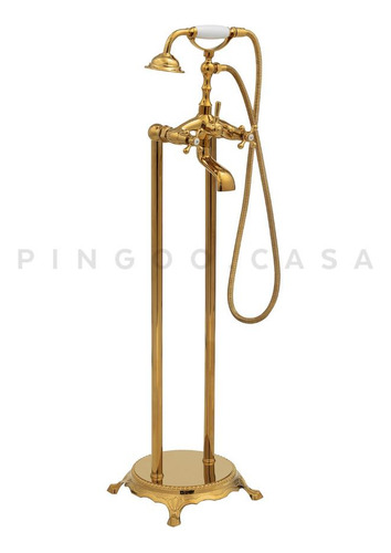 Misturador Duplo Comando De Piso Para Banheira - Dourado