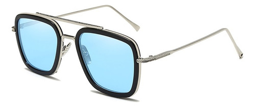 Lentes Matsuda De Sol Gafas Tony Stark Iron Man Mas Estuche Varilla Plata Diseño Azul/plata