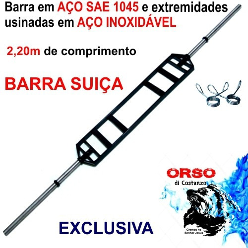 Barra H Suiça Supino Desenvolvimento Ombro Braço Tríceps